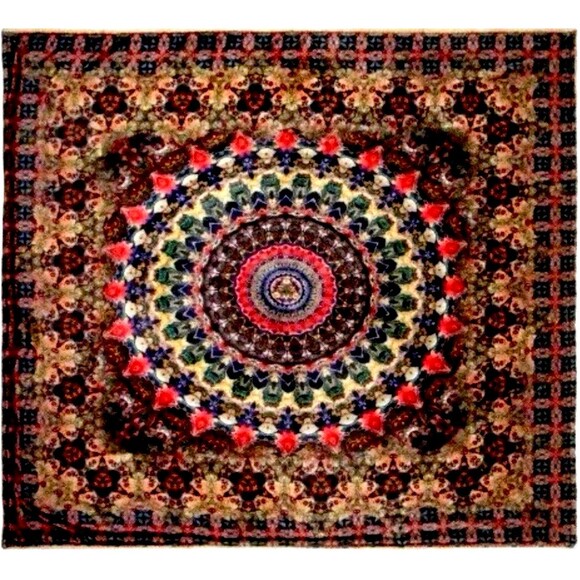 NWT Boho Johnny Was Cozy Circle Reversible Fleece Blanket 75x68 w/ Matching Bag - Picture 1 of 6